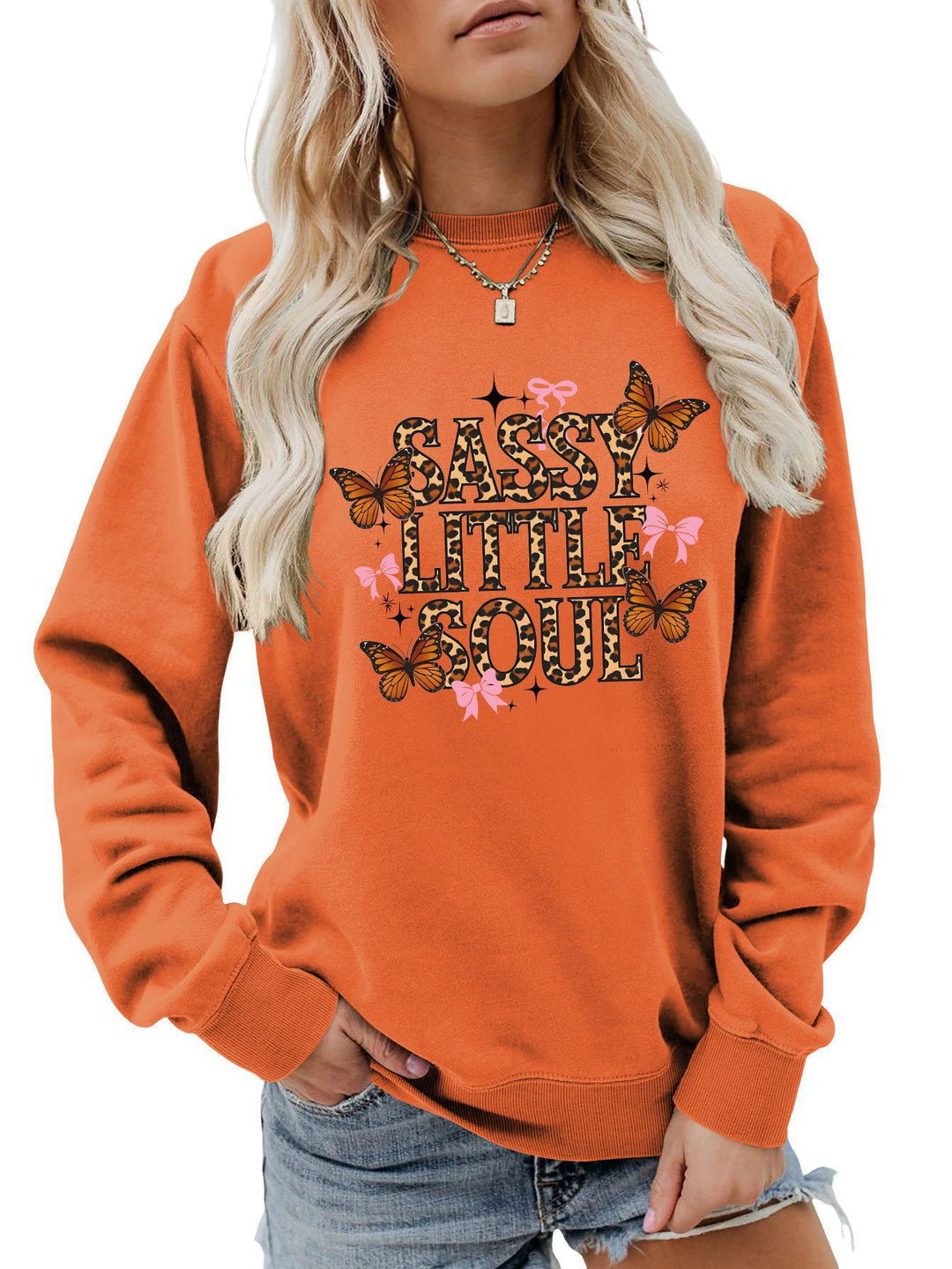 Damen Sweatshirt mit kunstvollem Schmetterlingsdesign Drune
