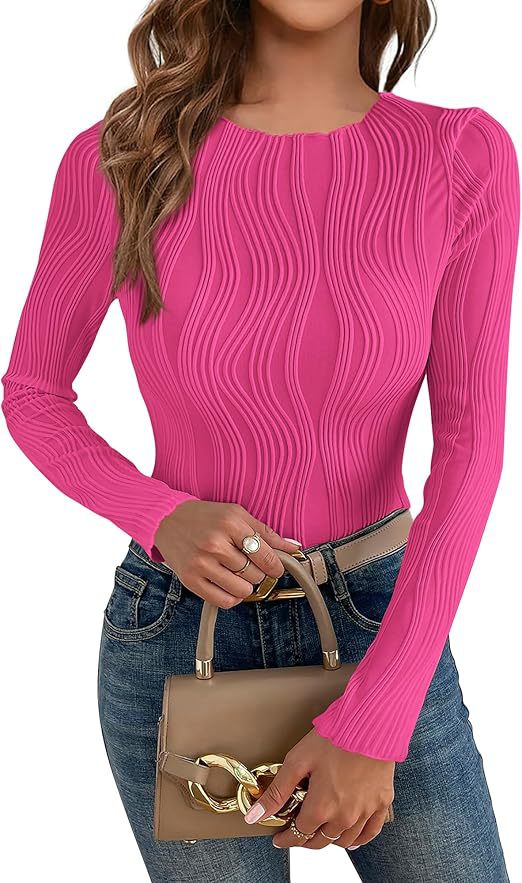 Damen Langarmshirt mit strukturiertem Wellenmuster Drune