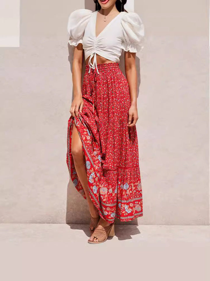 Damen Maxi-Rock aus floraler Baumwolle Drune