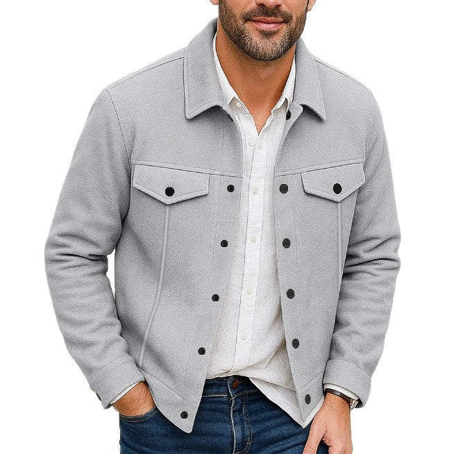 Herren nan robuste Overshirt-Jacke aus Wollmix mit aufgesetzten Brusttaschen Drune