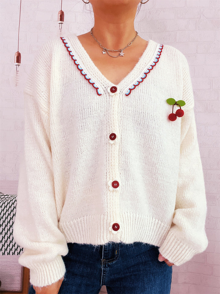 Damen verspielte Strickjacke mit buntem Knopfdesign und hohem Komfort Drune