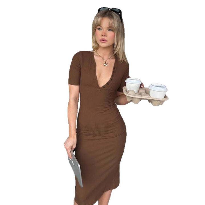 Damen Midi-Kleid mit modernem Knopfleisten-Design und figurschmeichelndem Schnitt Drune