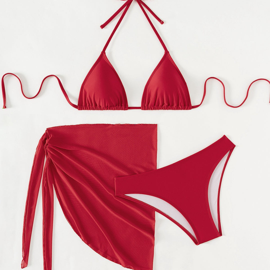 Damen Triangel-Bikini mit floralen Mustern und seitlichem Wickelelement Drune