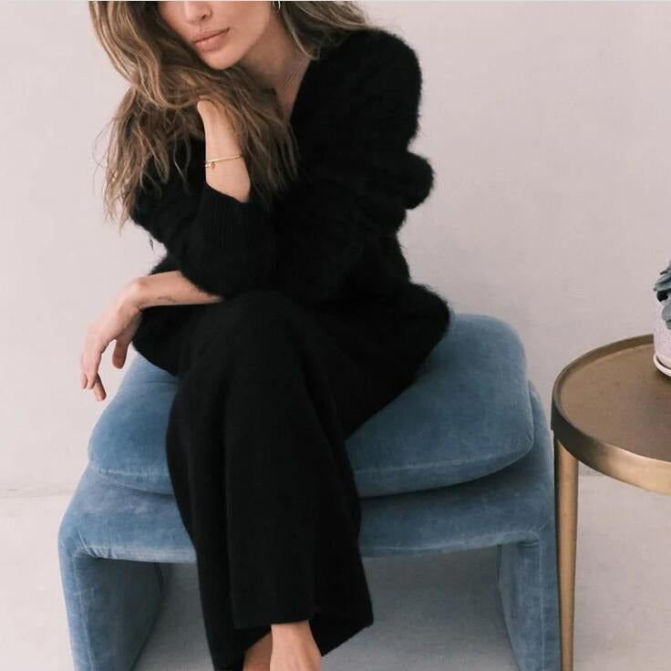 Damen weicher Strickcardigan mit luxuriösem Mohair-Anteil und lässigem Schnitt Drune