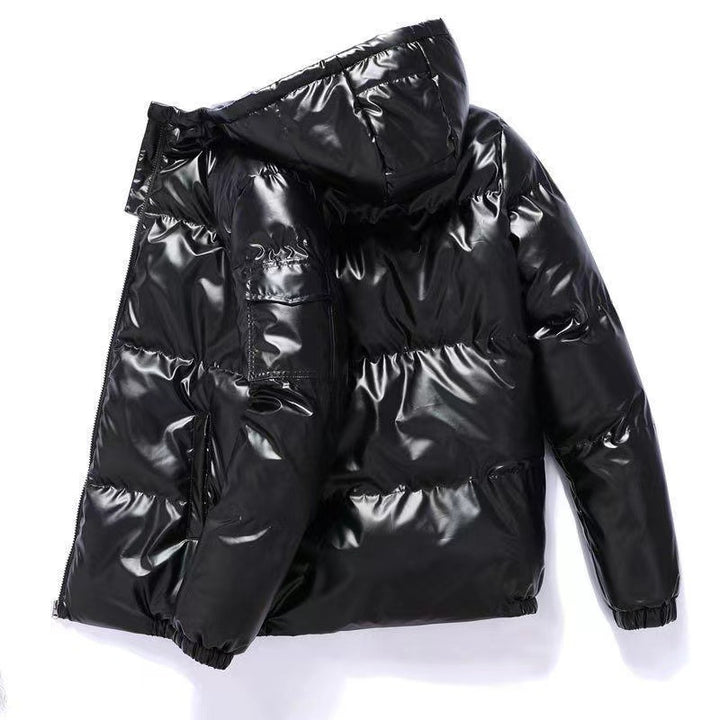 Herren nan glänzende Steppjacke mit Kapuze, wattierter Thermofütterung und wasserabweisender Lackoptik Drune