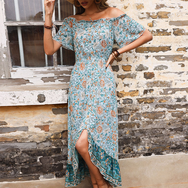 Damen Maxikleid mit off-Shoulder-Ausschnitt und floralem Muster Drune
