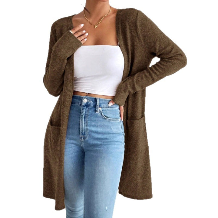 Damen Langer Strickcardigan mit praktischen Taschen Drune