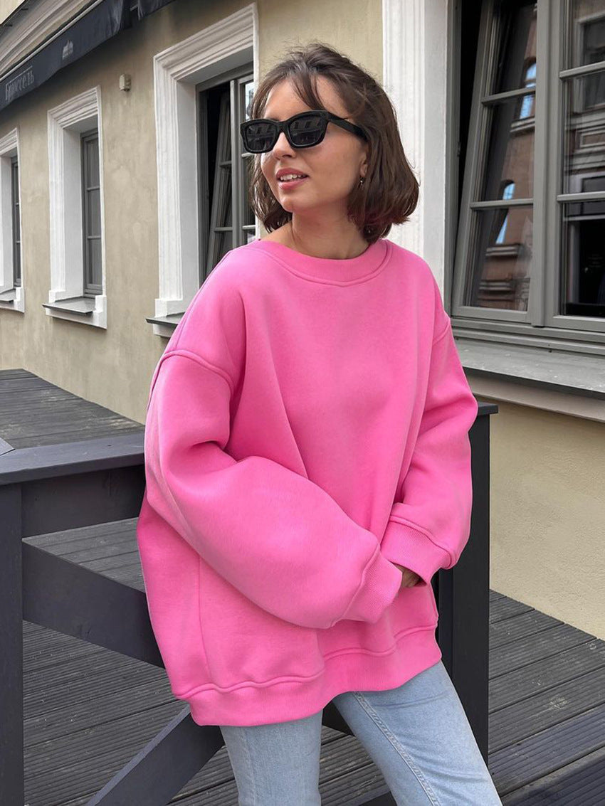 Damen Oversized Sweatshirt im lässigen Stil mit übergroßen Ärmeln und elastischen Bündchen Drune
