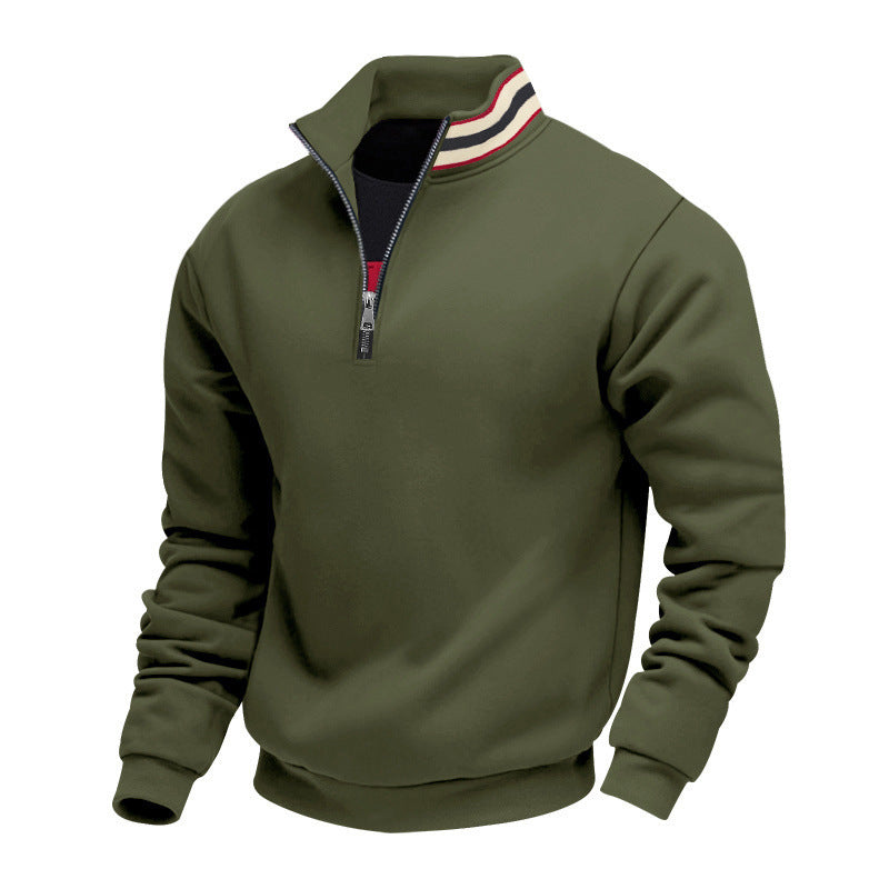 Herren nan Halbzip-Sweatshirt mit sportivem Ringkragen und weichem Fleece-Innenfutter Drune