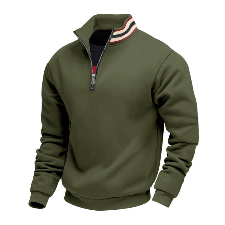 Herren nan Halbzip-Sweatshirt mit sportivem Ringkragen und weichem Fleece-Innenfutter Drune