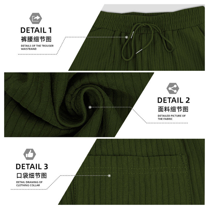 Herren nan lässige Ripp-Freizeithose mit Tunnelzugbund, Eingrifftaschen und geradem Bein Drune