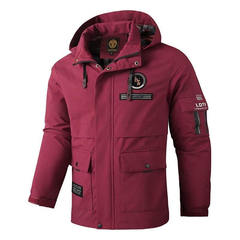 Herren nan urbaner Softshell-Parka mit Kapuze, verdecktem Zweiwege-Reißverschluss und Ärmeltasche Drune