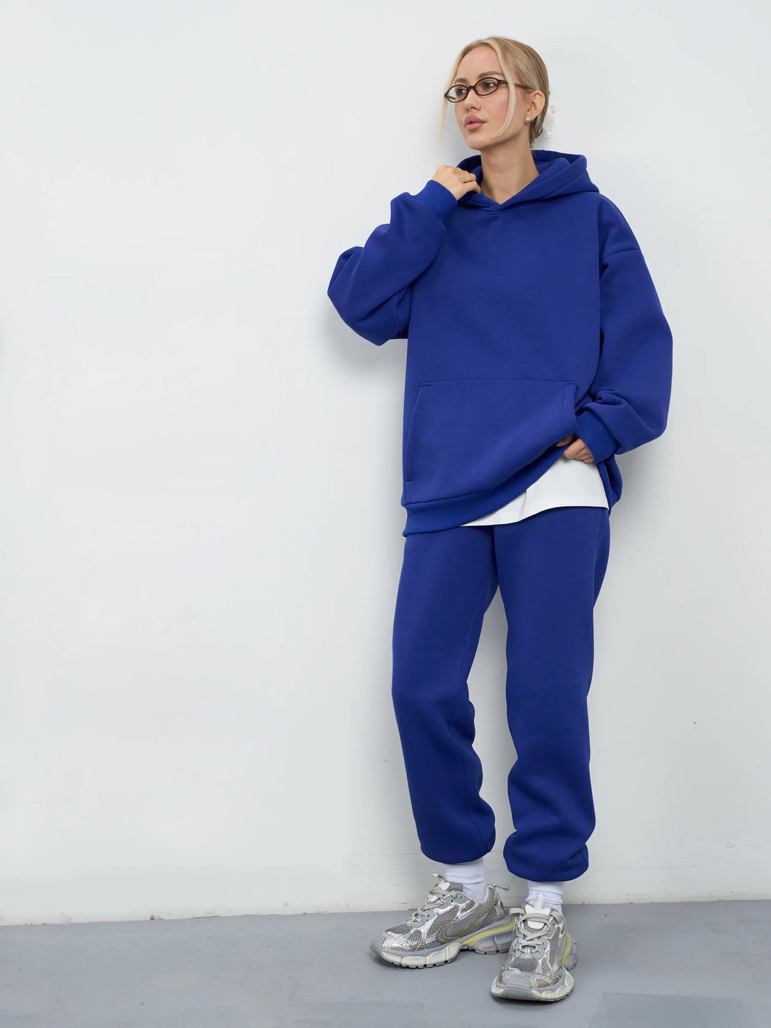 Damen gemütliches Sweat-Set mit Kapuze und weitem Schnitt Drune