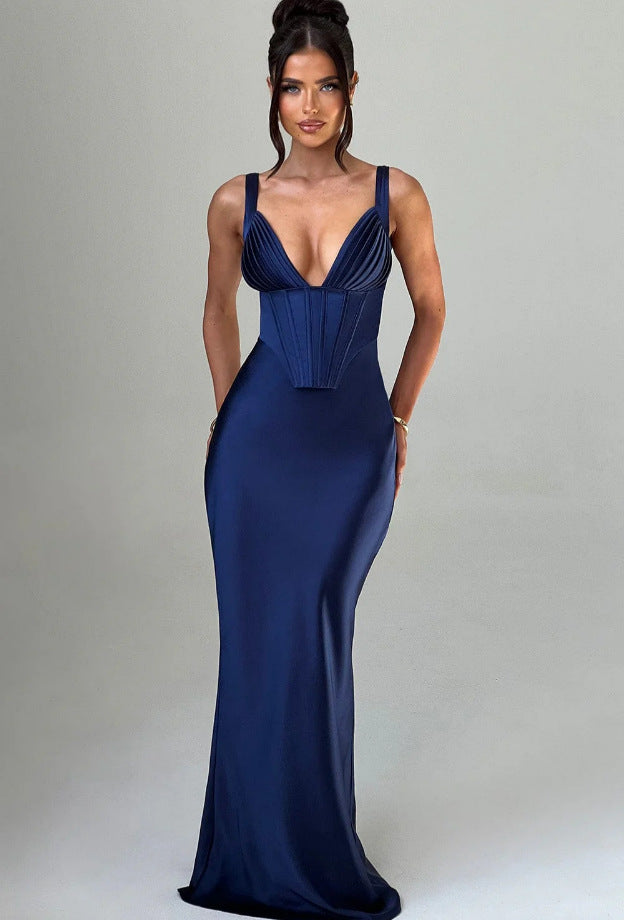Damen Abendkleid mit Korsett-Oberteil und schimmerendem Finish Drune