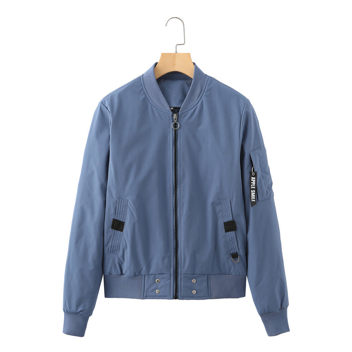 Damen lässige Bomberjacke mit praktischen Taschen und elastischen Bündchen Drune