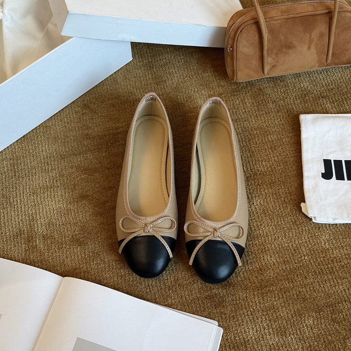 Damen Ballerinas mit modischem Schleifen-Detail und eleganter Farbkontrast Drune