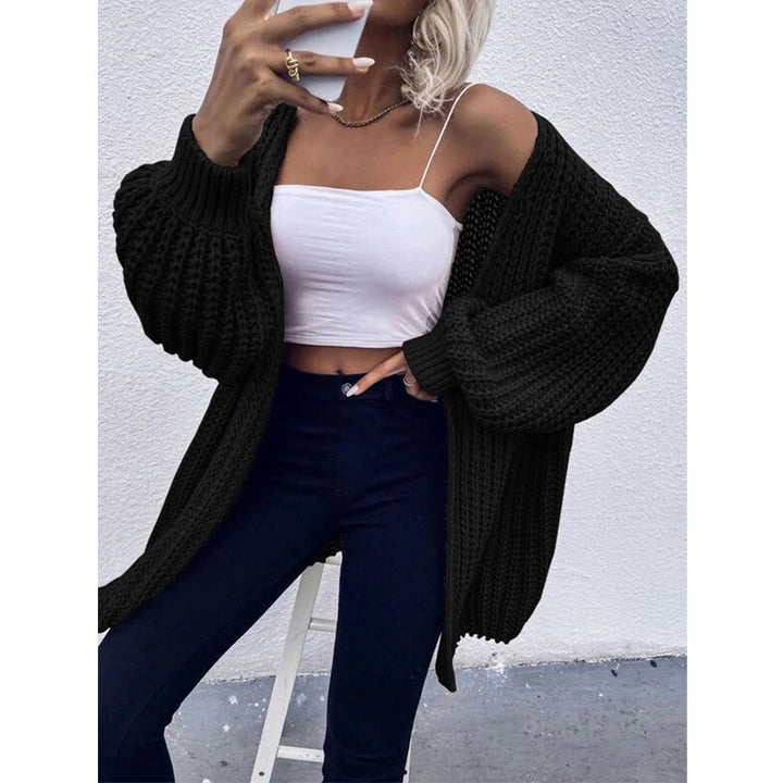 Damen Grobstrick Cardigan mit weit geschnittenen Ärmeln und lässigem Look Drune
