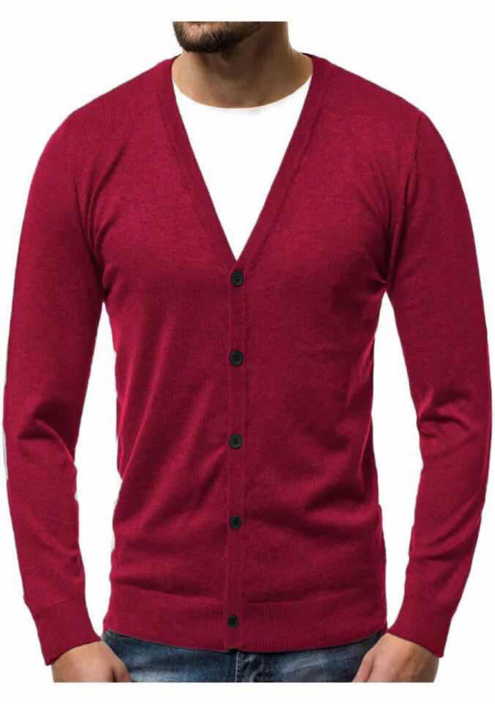 Herren nan Feinstrick-Cardigan mit V-Ausschnitt, schmaler Passform und durchgehender Knopfleiste Drune