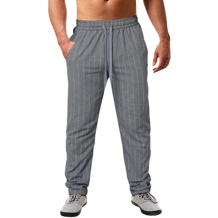 Herren lässige Streifen-Hosen aus Baumwollmix mit elastischem Bund und praktischen Eingrifftaschen Drune