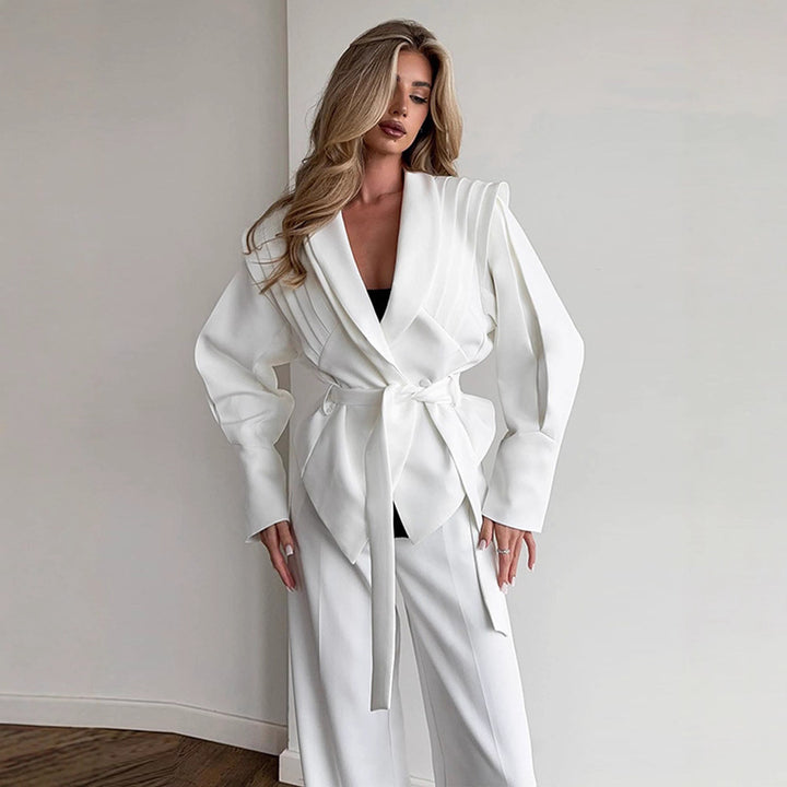 Damen Eleganter Blazer mit strukturierten Ärmeln Drune