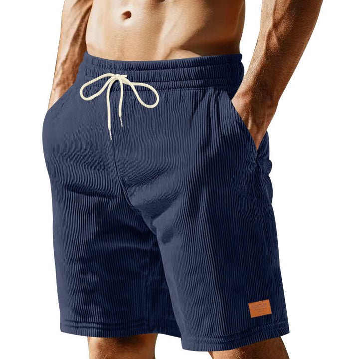 Herren nan lässige Bermudashorts aus feinstrukturiertem Baumwollmix mit elastischem Bund und Kordelzug Drune