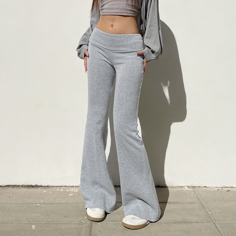 Damen nan weiche Highwaist Yoga-Schlaghose mit ausgestelltem Bein und Stretchbund Drune