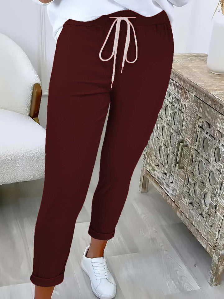 Damen nan taillierte Freizeithose mit Kordelzug und Umschlagbündchen Drune