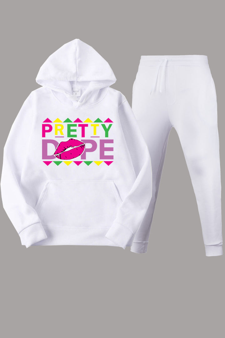 Damen Sweatpants- und Hoodie-Set mit modernem Grafiken und kreativem Aufdruck Drune