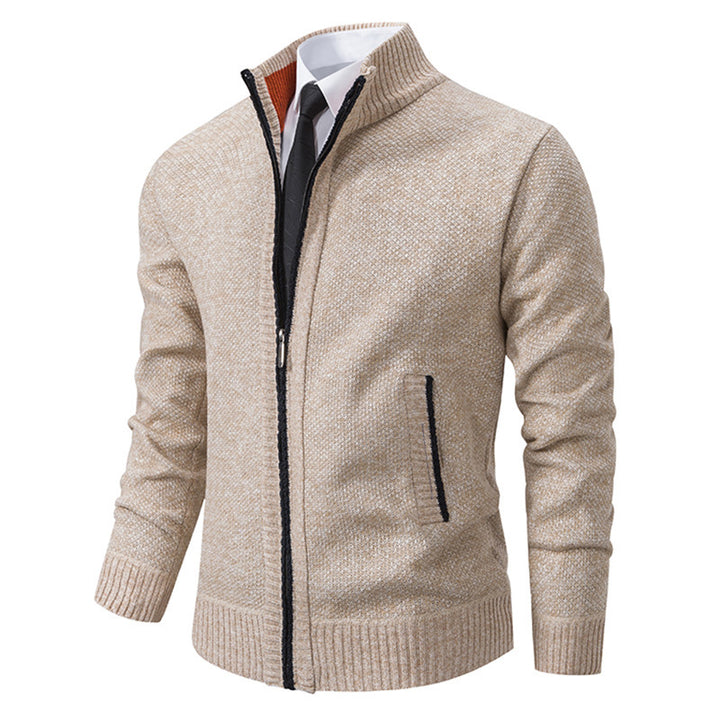 Herren elegante Strickjacke mit durchgehendem Reißverschluss und strukturiertem Design Drune