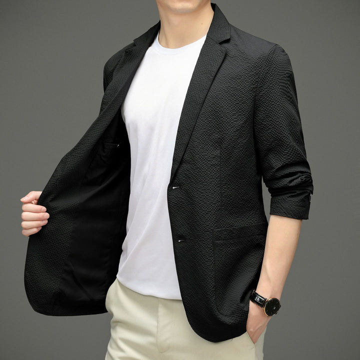 Herren modischer Blazer mit strukturiertem Design und elastischen Ärmeln Drune