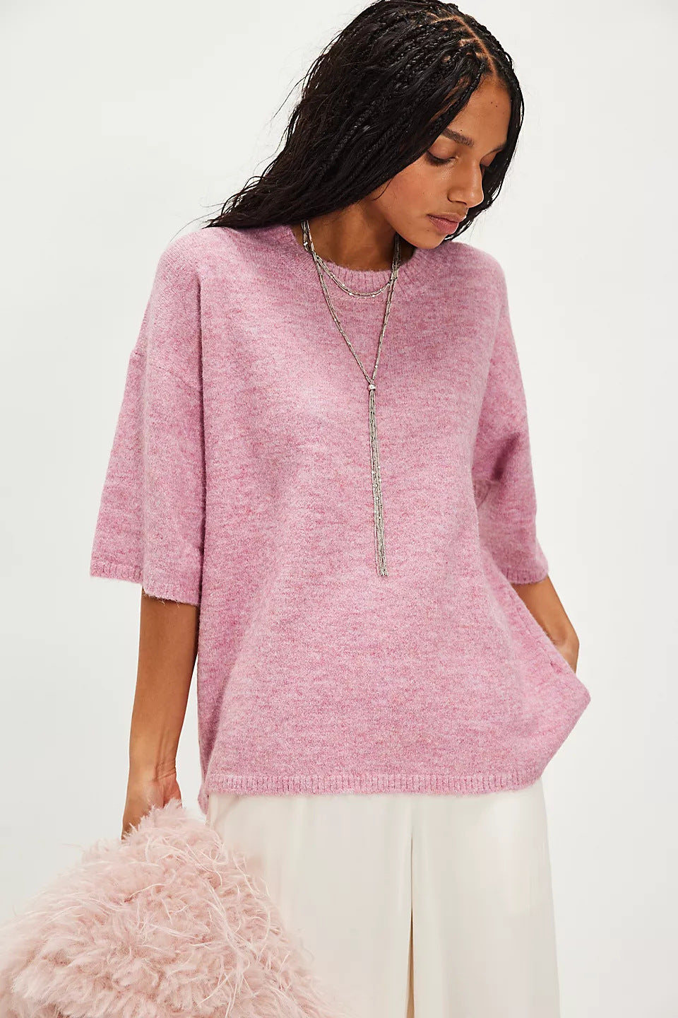Damen Stylish halbtransparentes Sweatshirt mit Spitze und lässigem Schnitt Drune