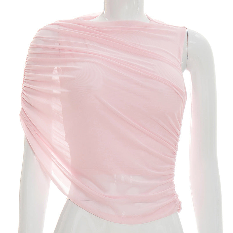 Damen asymmetrisches Oberteil mit raffinierten Falten und elegantem Tragekomfort Drune