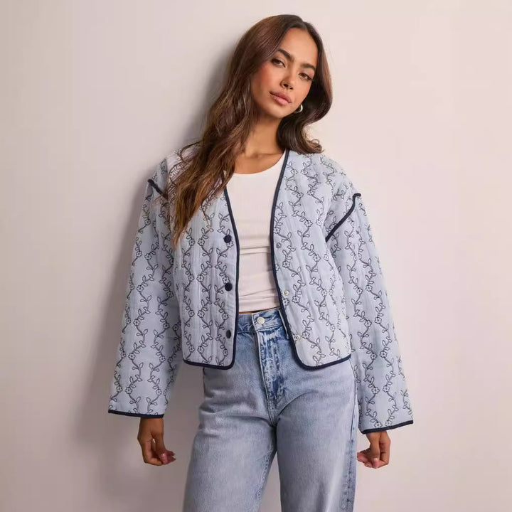 Damen Steppjacke mit modernem grafischen Muster und tailliertem Schnitt Drune