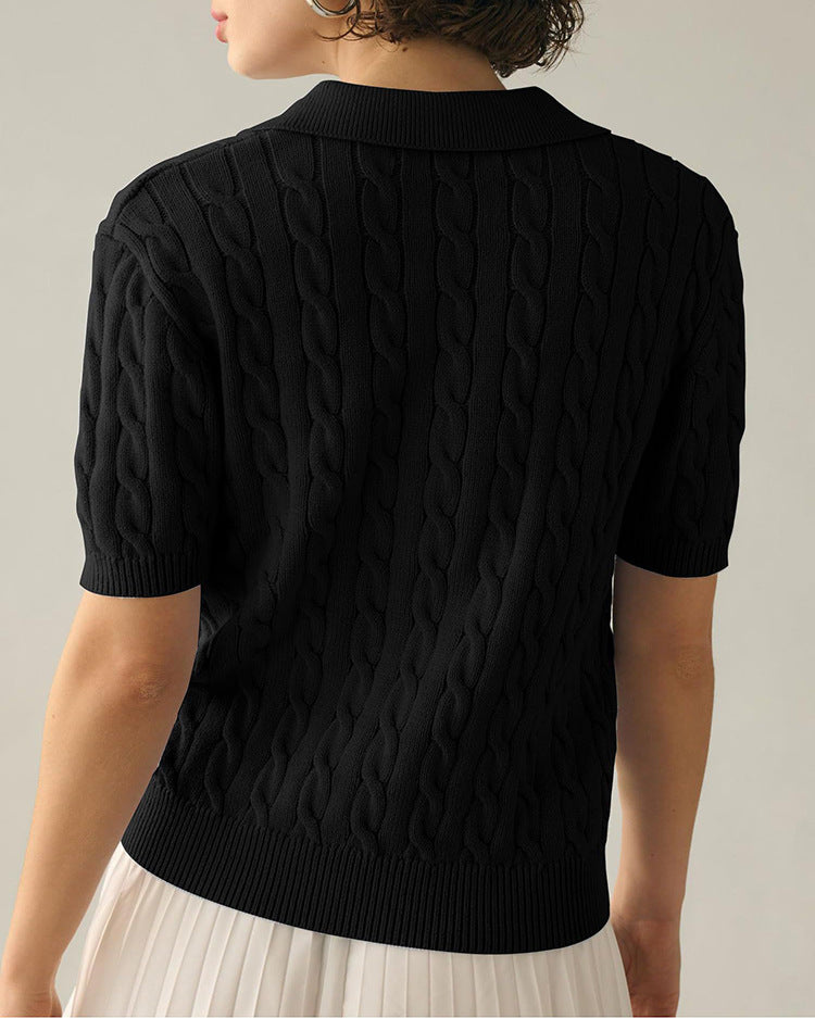 Drune | Polo-Kragen Twist Strickpullover