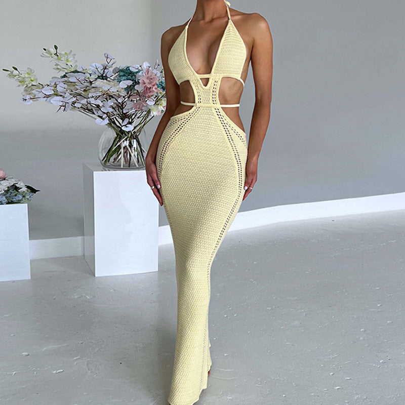Damen Häkelkleid mit raffinierten Cut-Outs und tiefem V-Ausschnitt Drune