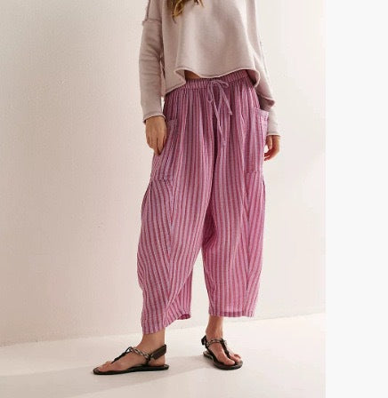 Damen Komfortable, gestreifte Freizeithose mit elastischem Bund und praktischen Taschen Drune