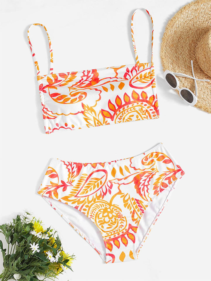 Damen Triangel-Bikini-Set mit verstellbaren Trägern und modischem Muster Drune
