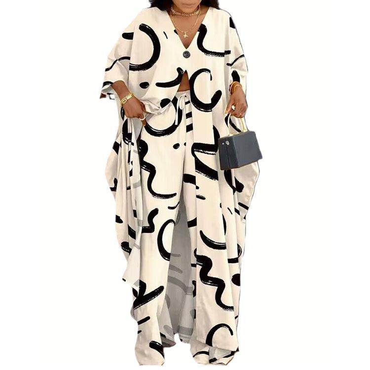 Damen Set aus kimonoartigem Oberteil und weitem Hosen Drune