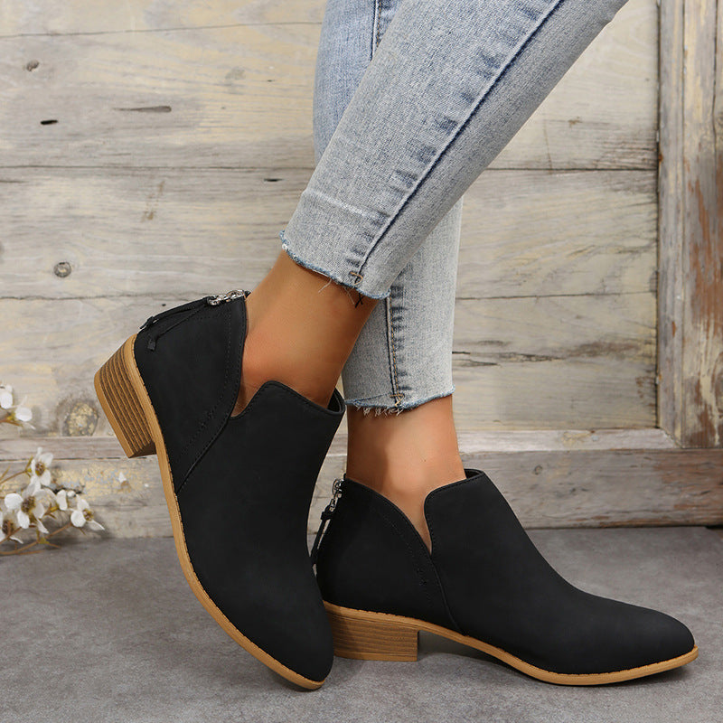 Damen Ankle Boots mit elegantem Reißverschluss und komfortablem Blockabsatz Drune