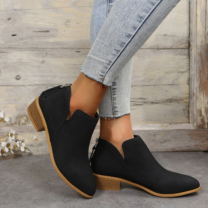 Damen Ankle Boots mit elegantem Reißverschluss und komfortablem Blockabsatz Drune