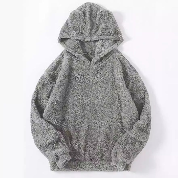 Damen nan kuscheliger Teddy-Hoodie mit Ohren, elastischem Bund und extra weichem Plüsch Drune