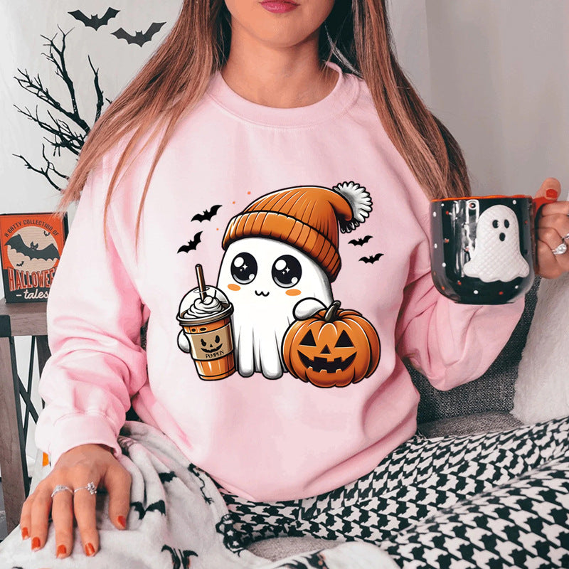 Damen Sweatshirt mit verspieltem Halloween-Grafikdesign Drune