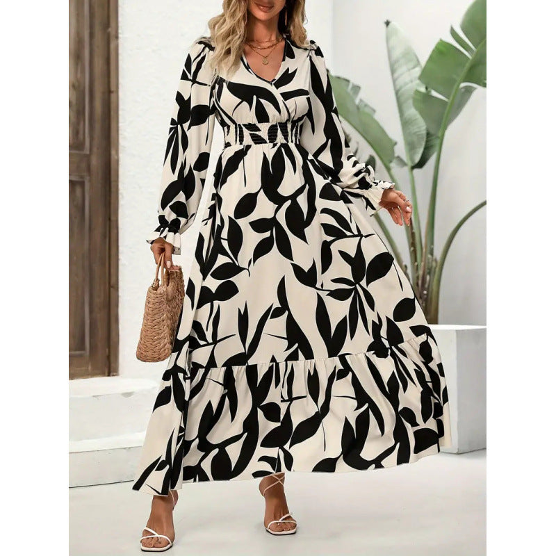 Damen Maxikleid mit floralem Muster und voluminösem Saum Drune