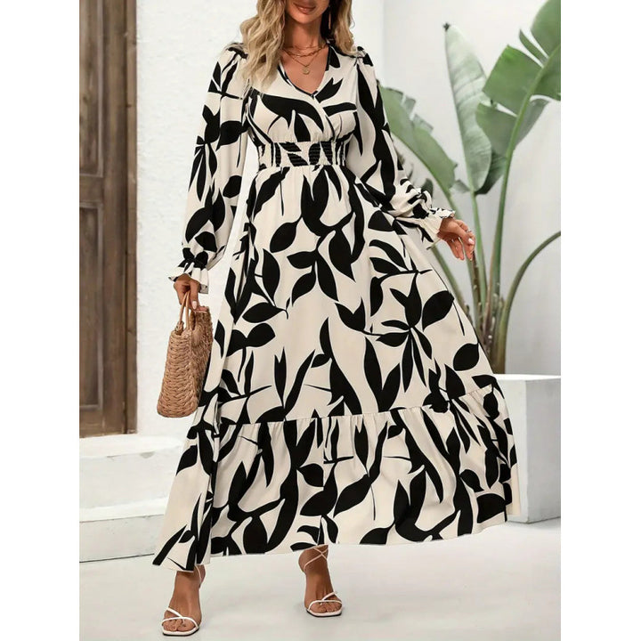 Damen Maxikleid mit floralem Muster und voluminösem Saum Drune