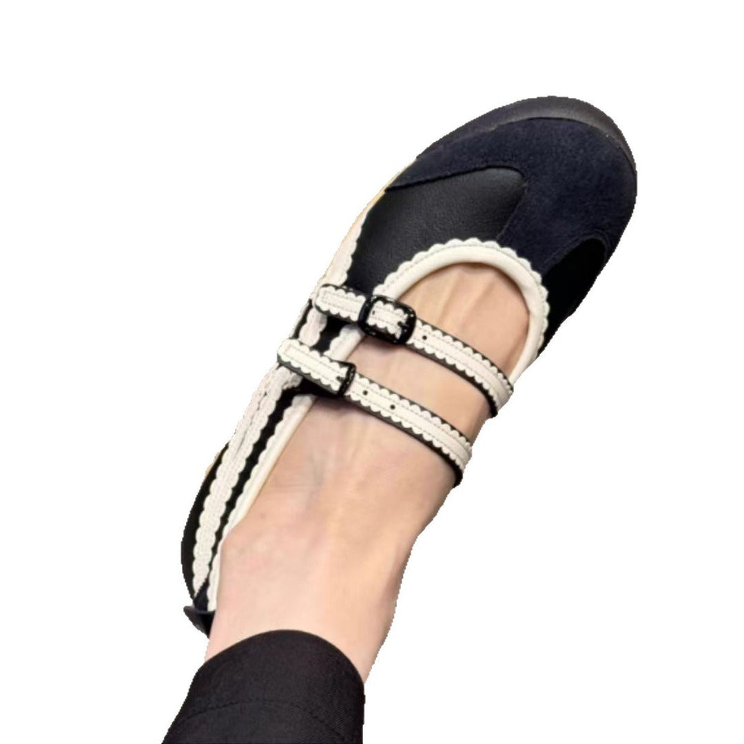 Damen Ballerina-Schuhe mit doppeltem Riemen und verspieltem Design Drune