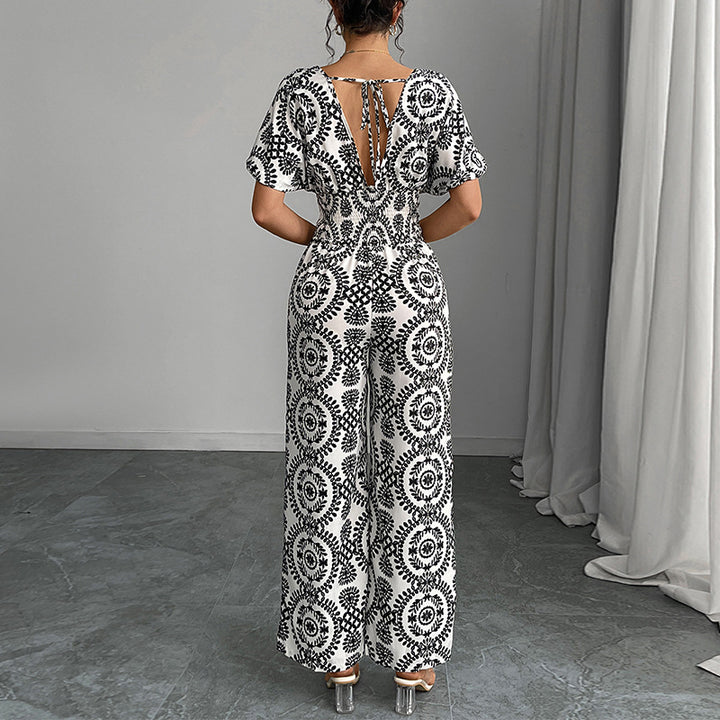 Damen Maxikleid mit elegantem V-Ausschnitt und floralen Mustern Drune