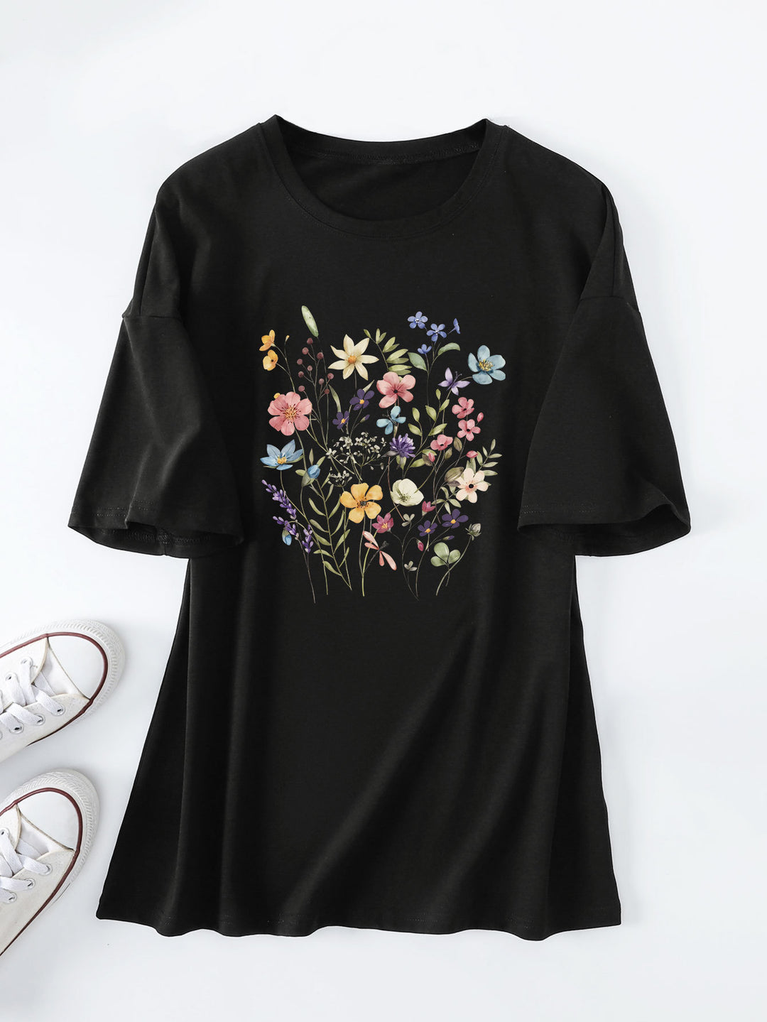 Damen lässiges Sommerblusenshirt mit floralem Druck Drune