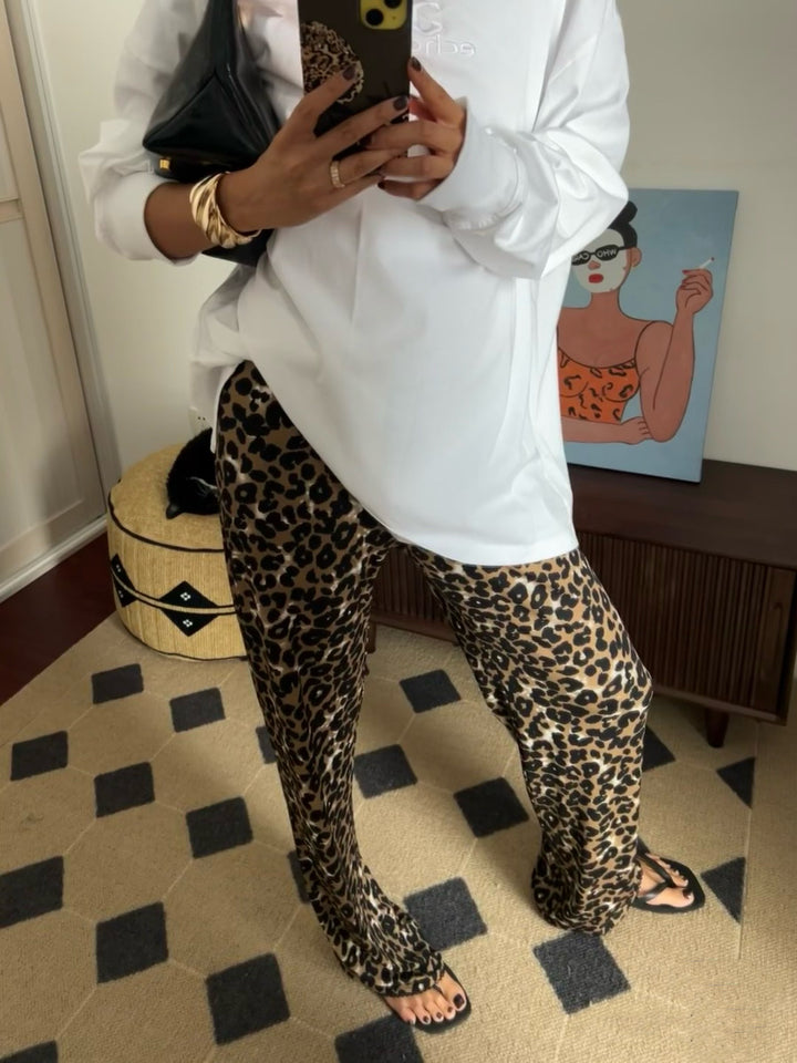 Damen Stylische Leoprint-Hosen im lässigen Schnitt Drune