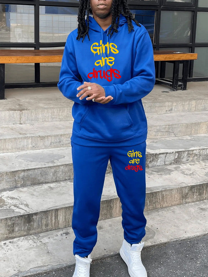 Damen Hoodie und Jogginghose-Set mit auffälligem Schriftzug Drune