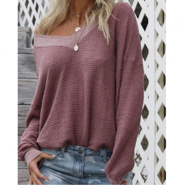 Damen Off-Shoulder Strickpullover mit voluminösen Ärmeln Drune